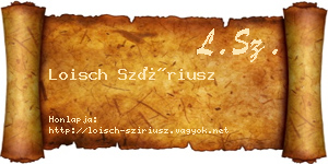 Loisch Szíriusz névjegykártya